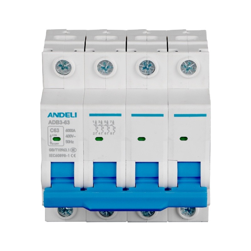 ANDELI mcb ADB3-63-4P circuit breaker mcb 4 pole 6a